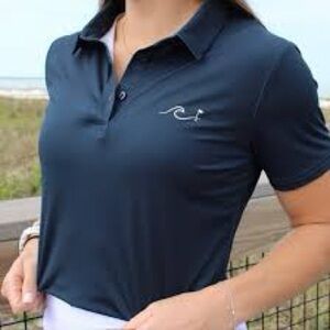 Coastal Golf Co High Tide Women’s Top Polo Shirt Dark Blue Size M NWT Sport Wear